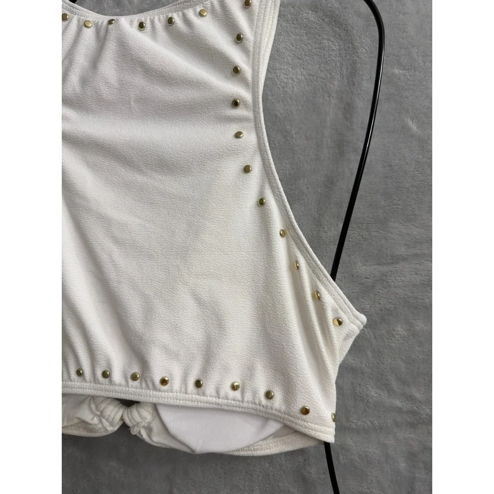 Michael Kors Women's Crepe Front Ring Studded Bikini Two Piece Sz S  $186